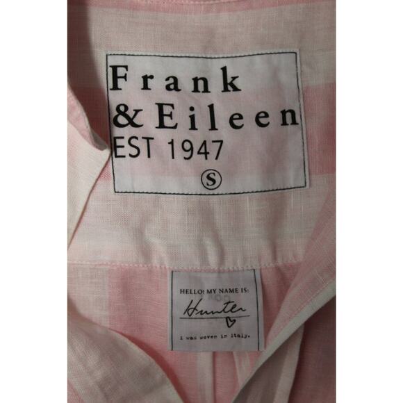 FRANK & EILEEN Sz S Small Pink White Stripe Hunter Linen Shirt Dress - Picture 3 of 10